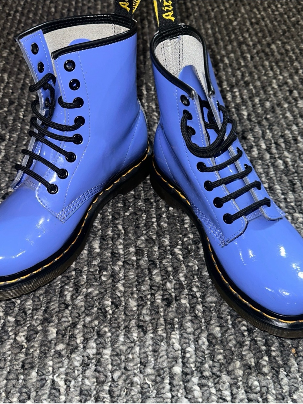 Dr. Martens Patent Lace-Up Boots in Bright Blue